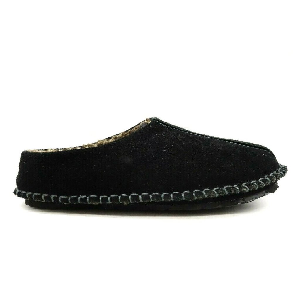 1901 Dakota Black Leather Lined Split Toe Casual Slippers Shoes Men's 9 M